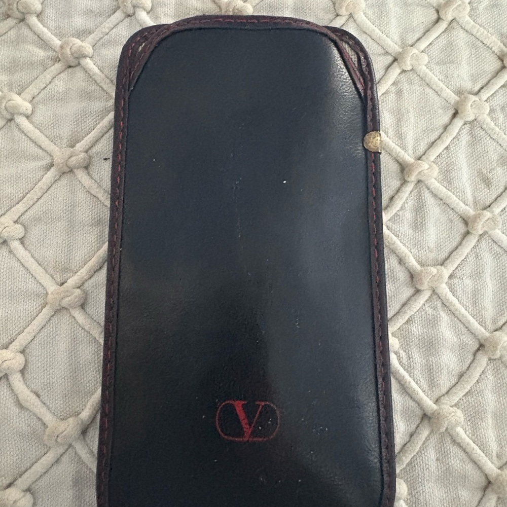 Valentino Black and Red Leather Phone Sleeve